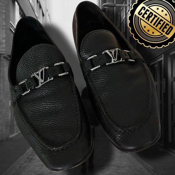 Louis Vuitton LV Lexington Loafers Pebbled Leather - BLACK - GUC Mens Size 10US - Picture 1 of 10
